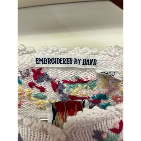 Vintage Cape Isle Knitters Floral Embroidered Sweater Too sz L So Cute! - Picture 4 of 6